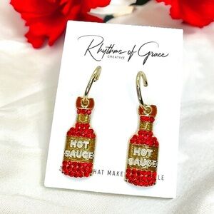 Hot Sauce Earrings - Red and Gold